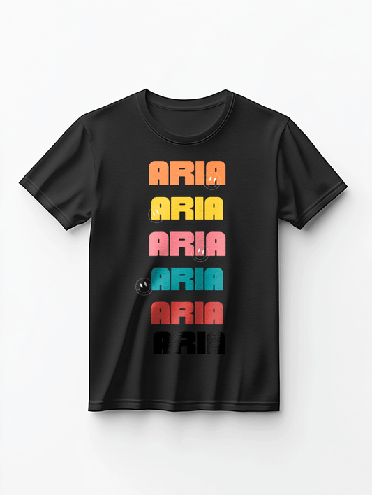 Personalized 'ARIA' T-Shirt: Multicolor, Fun, & Unique!
