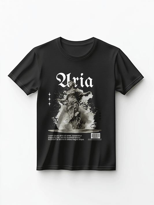 ARIA" Personalized Black T-Shirt with Unique Artistic Design - Customize with ARIA
