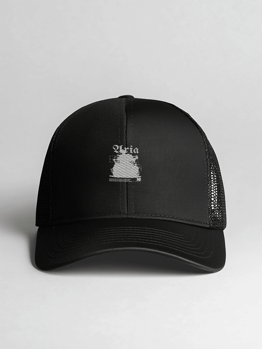 Stylish Personalized Black Cap with Unique ARIA Print Design