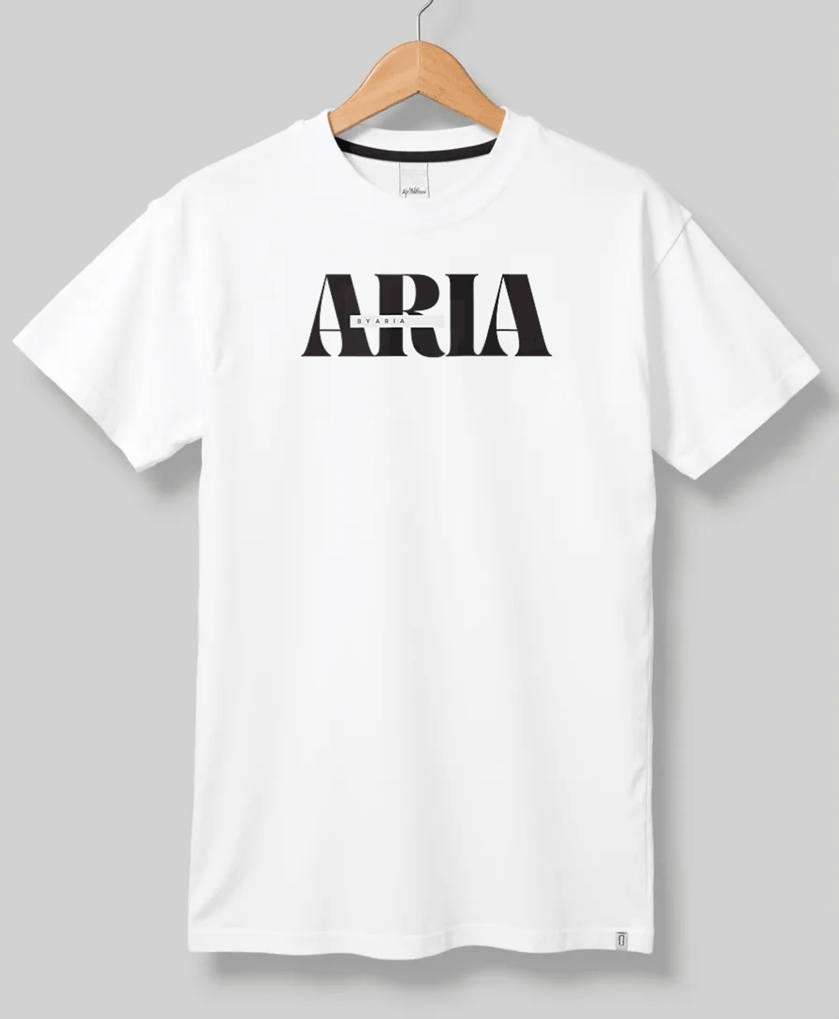 Personalized White T-Shirt with ARIA in Bold, Artistic Lettering
