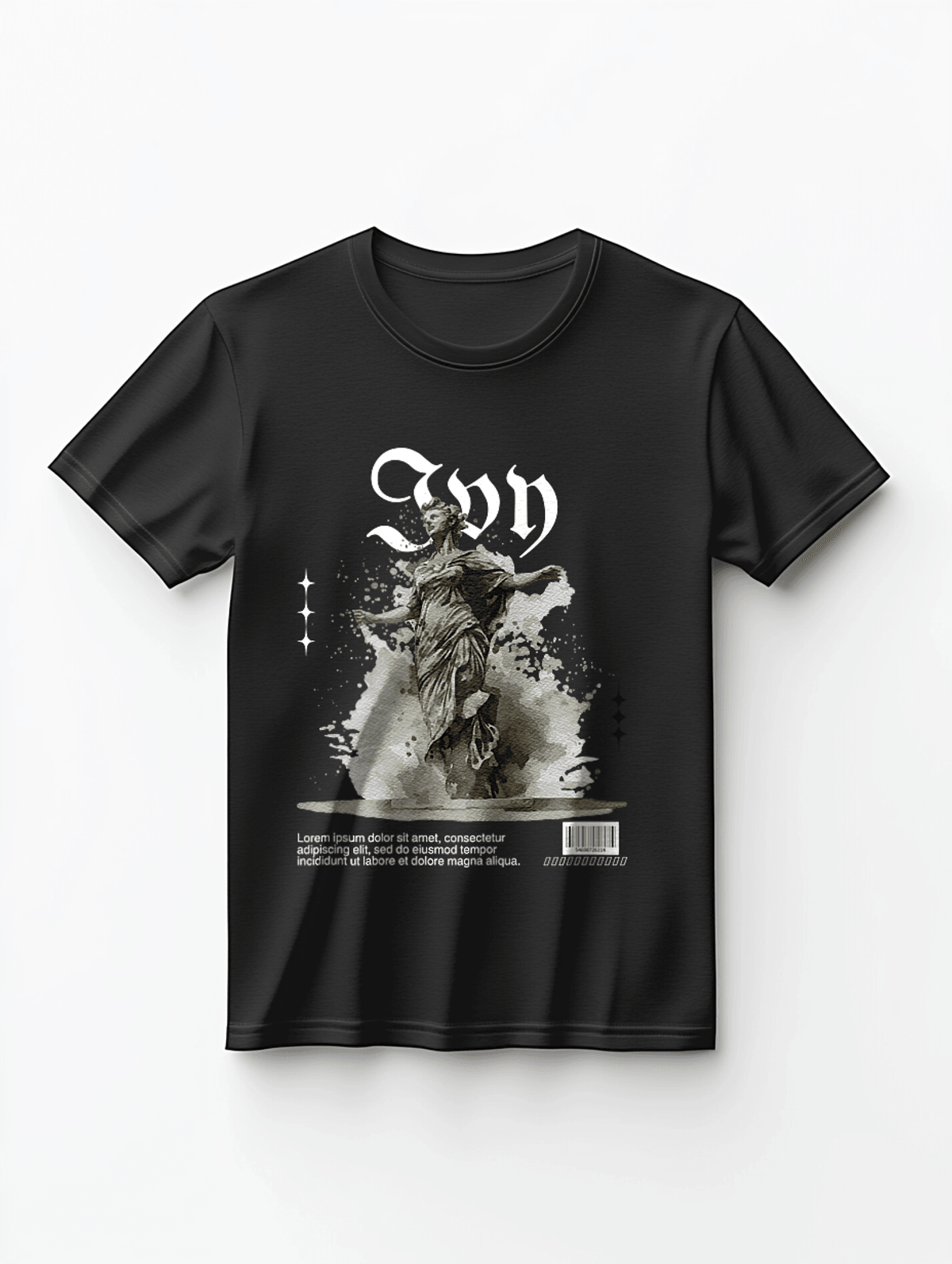 IVY" Personalized Black T-Shirt with Unique Artistic Design - Customize with IVY