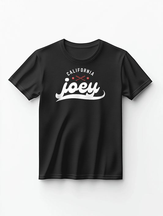 Personalized "California JOEY" T-Shirt - Premium Black with Red Accents