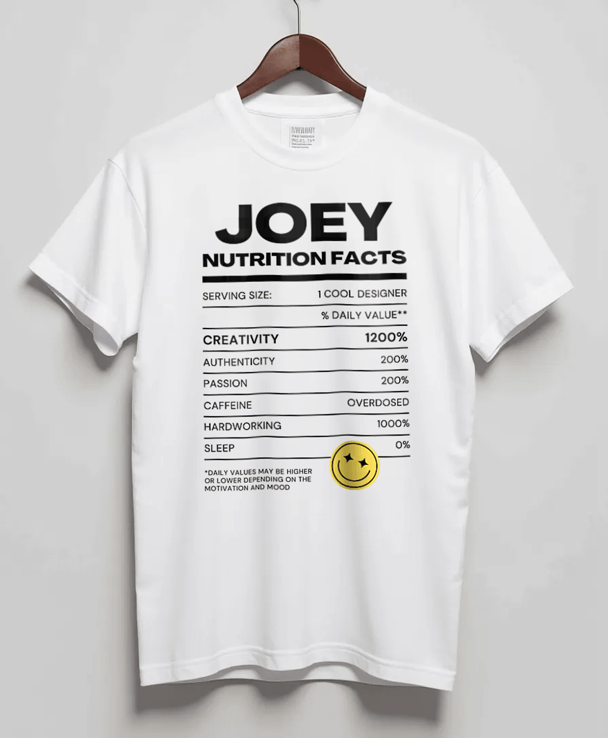 Personalized JOEY's "JOEY Nutrition Facts" T-Shirt- Celebrating Unique Traits