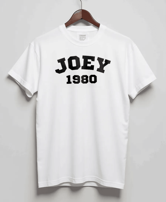 Premium JOEY 1980 White T-Shirt - Personalized & Timeless Style
