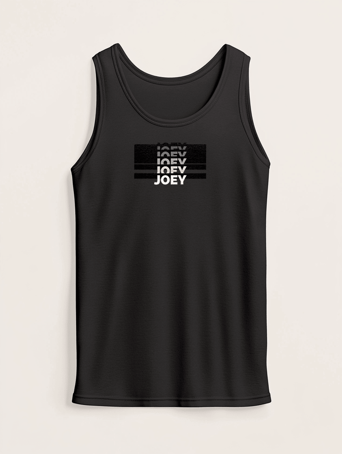 Personalized Black Tank Top with JOEY - Sleek and Modern Design