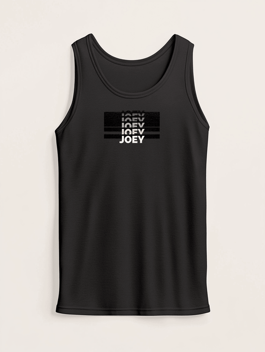Personalized Black Tank Top with JOEY - Sleek and Modern Design
