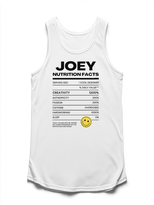JOEY's Personalized Nutrition Facts Tank Top