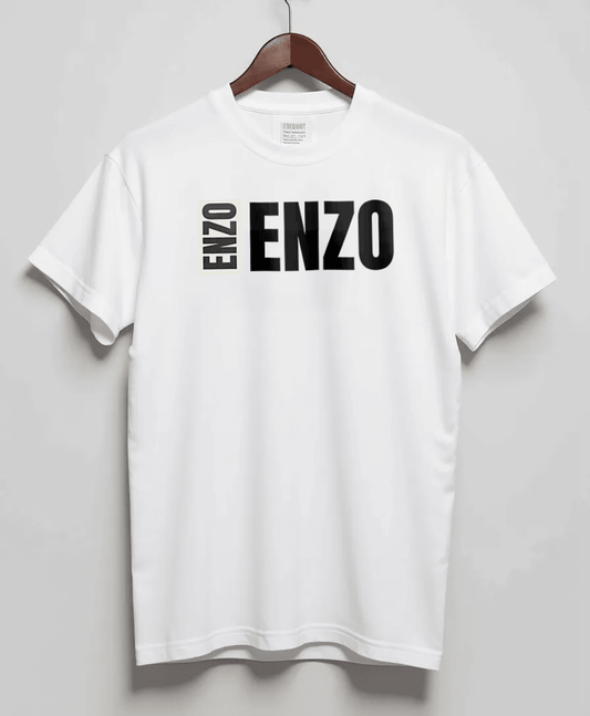 Personalized "ENZO" Designer T-Shirt in Elegant Black and Grey