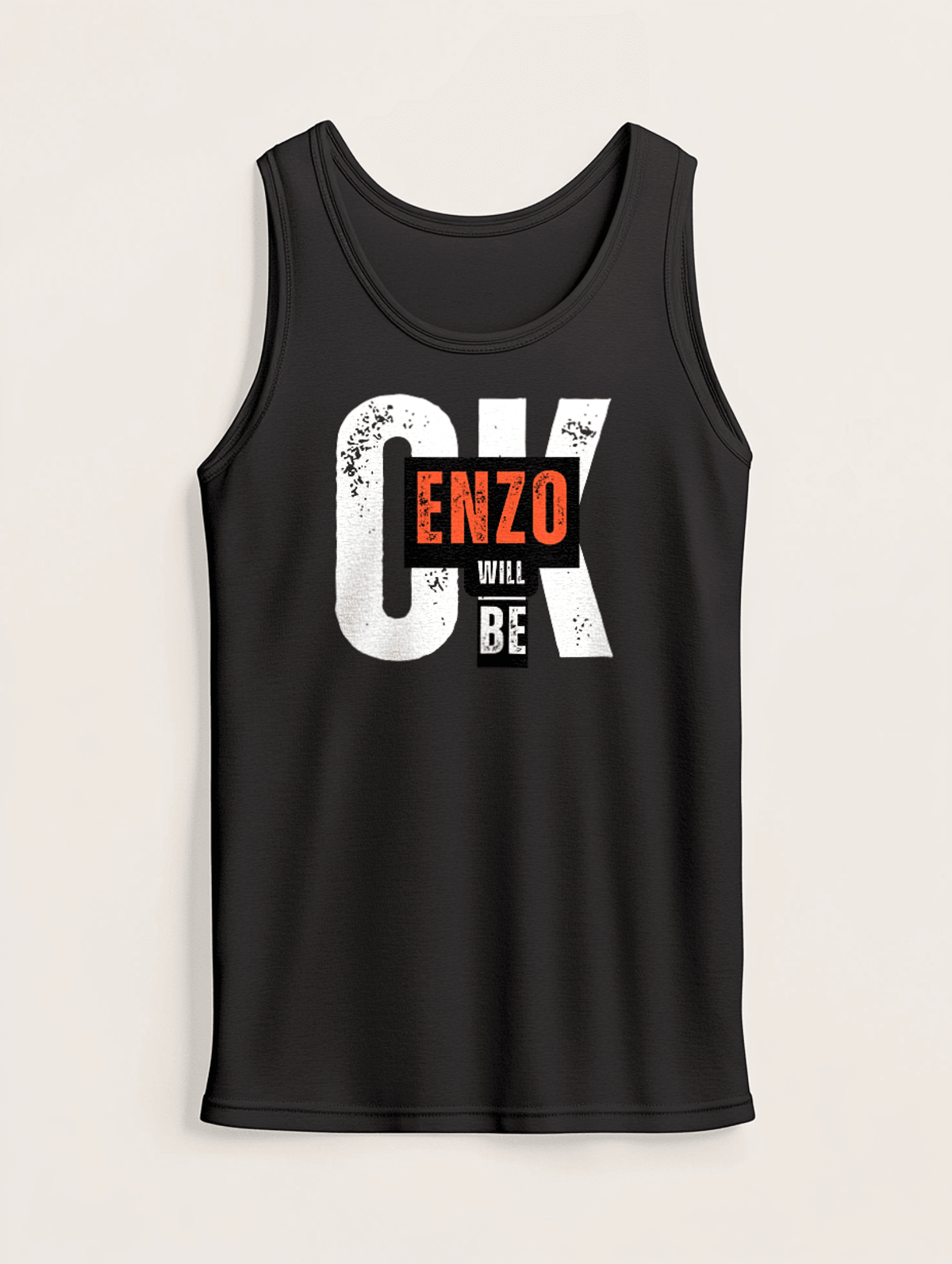 Motivational ENZO Tank Top with Bold Typography Design