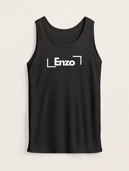 Personalized "ENZO" Tank Top: Black & Modern Minimalist Design
