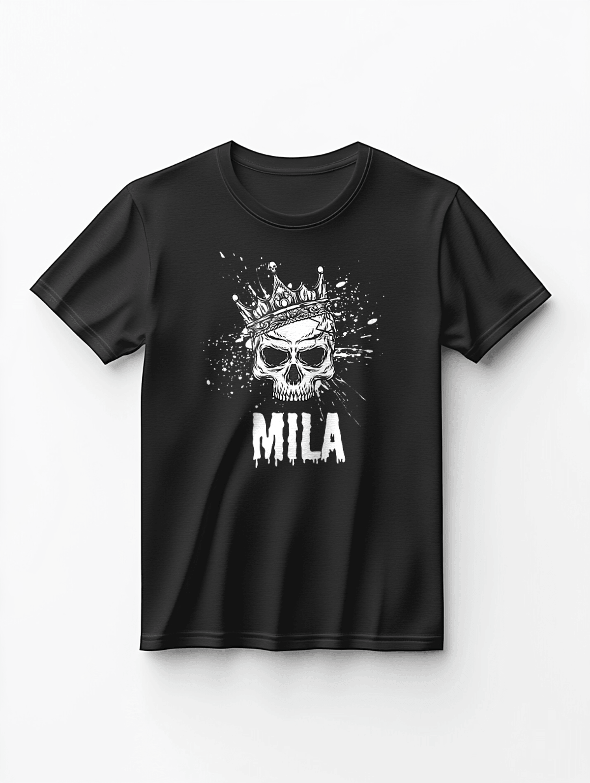 MILA Custom Crowned Skull Black T-shirt - Personalized Style Statement