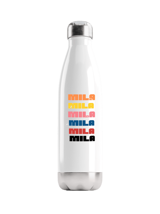 MILA" Personalized Stainless Steel Water Bottle with Vibrant Print