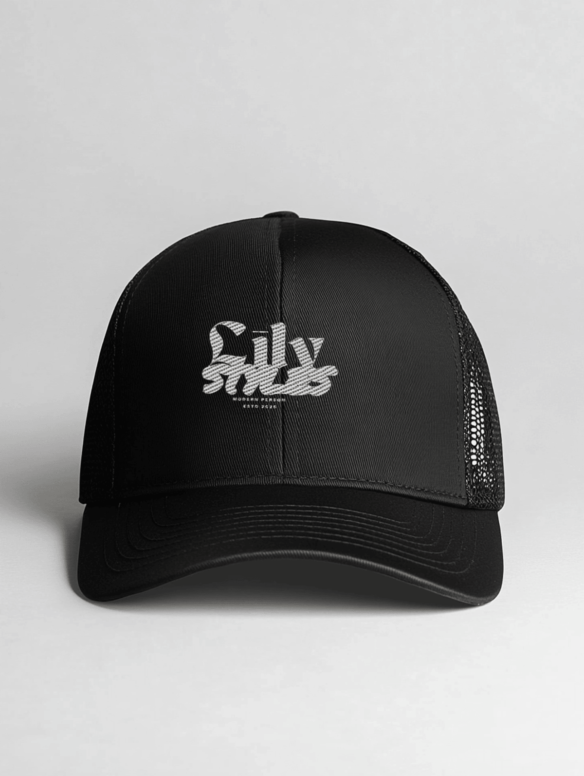 Customizable Black Trucker Hat: "LILY styles" LILY Design