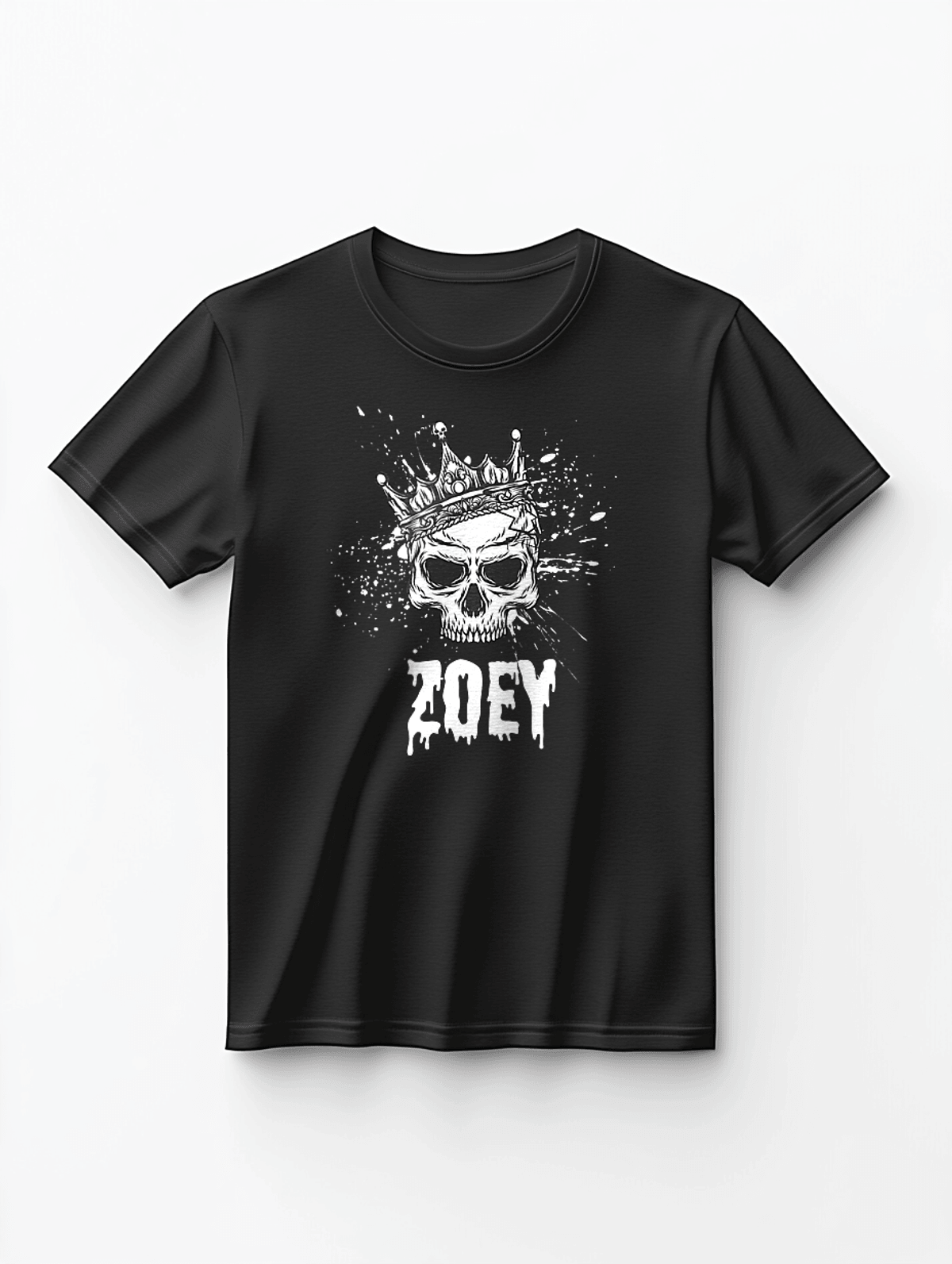 ZOEY Custom Crowned Skull Black T-shirt - Personalized Style Statement