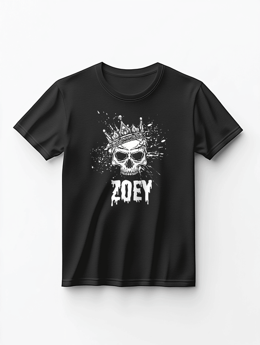 ZOEY Custom Crowned Skull Black T-shirt - Personalized Style Statement
