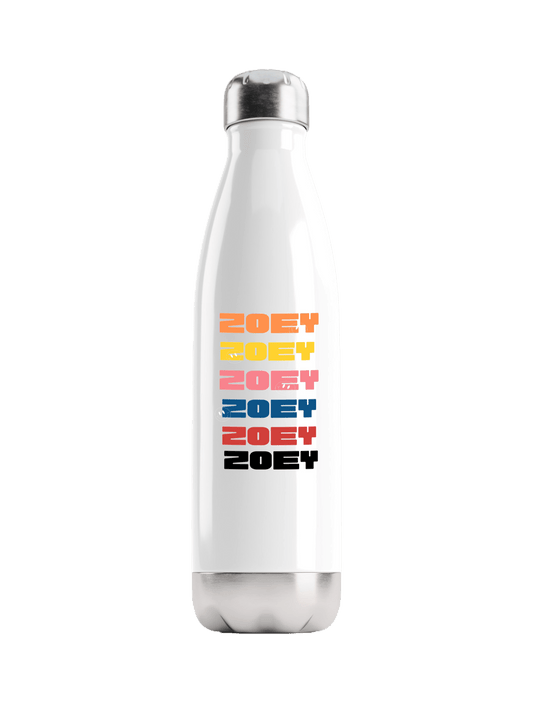 ZOEY" Personalized Stainless Steel Water Bottle with Vibrant Print