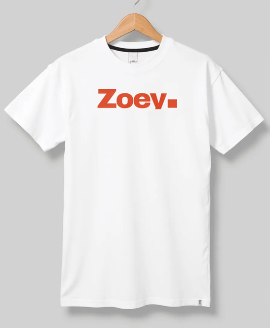 ZOEY Personalized White T-Shirt with Red Accent