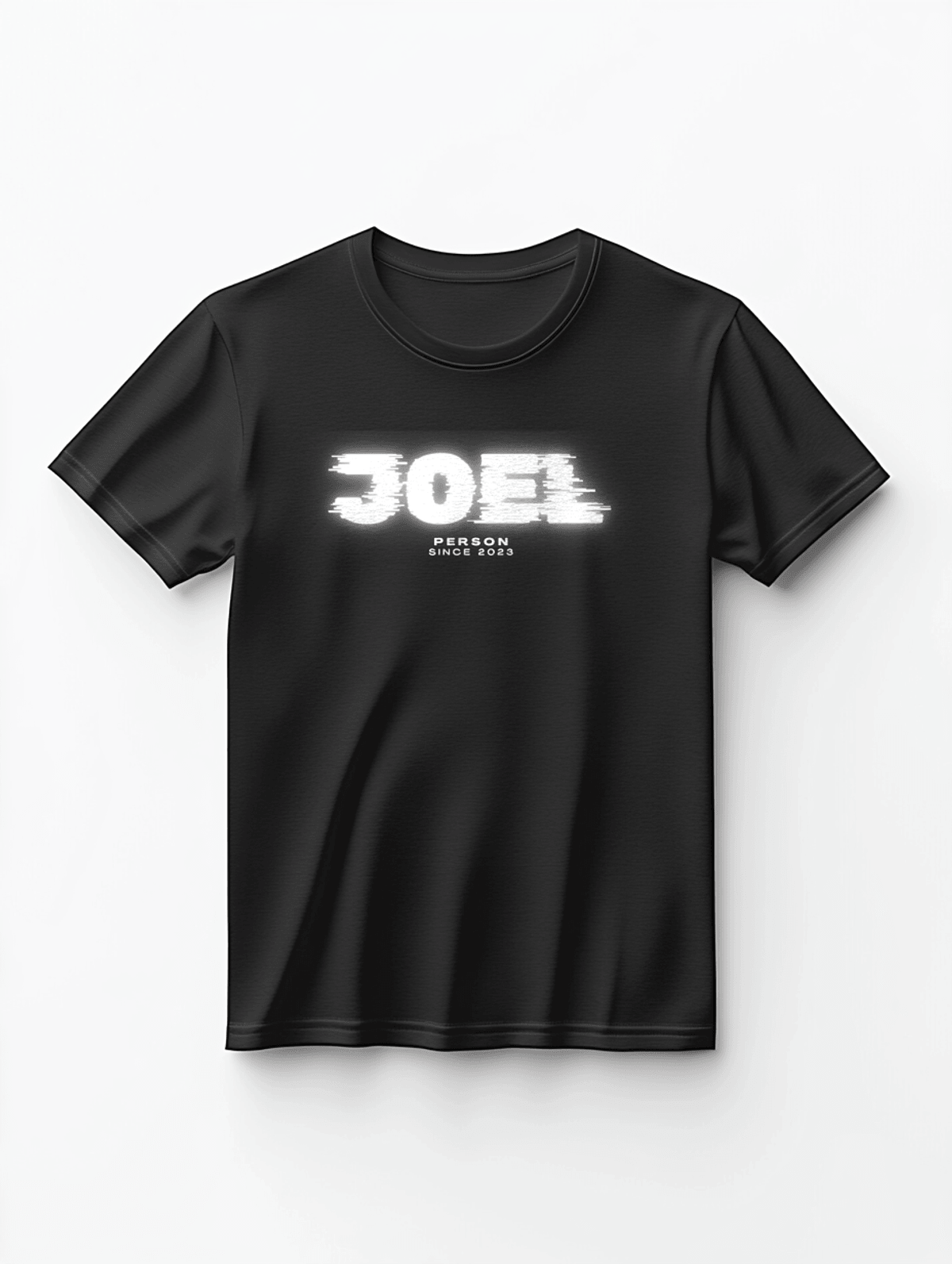 Personalized JOEL Distressed Glitch-Style T-Shirt