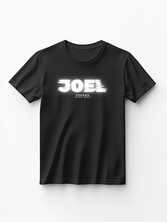 Personalized JOEL Distressed Glitch-Style T-Shirt
