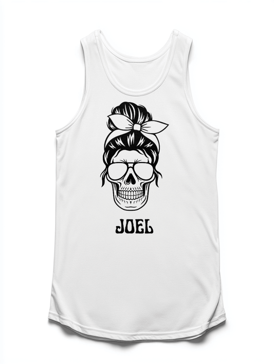 Personalized JOEL Skull Motif Tank Top