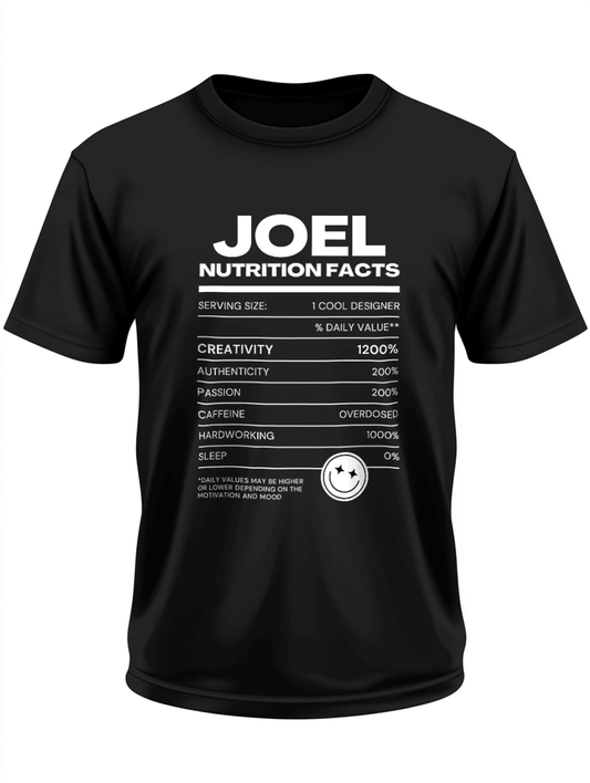 Personalized JOEL Nutrition Facts T-Shirt