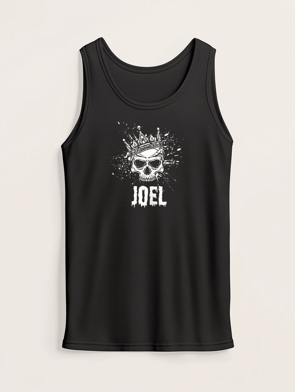Personalized JOEL Crowned Skull Tank Top