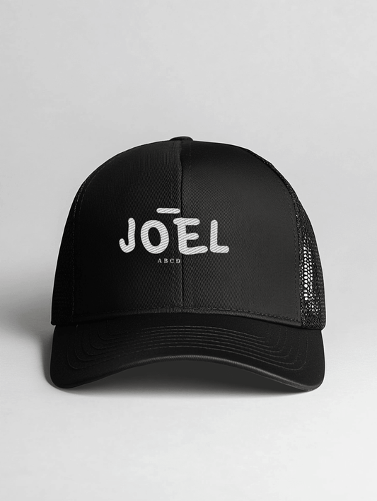 Personalized JOEL Black Trucker Cap