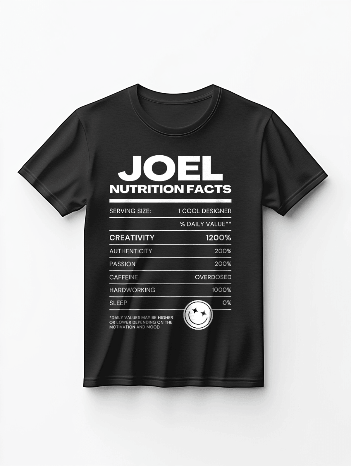 Personalized JOEL Nutrition-Label Graphic Tee