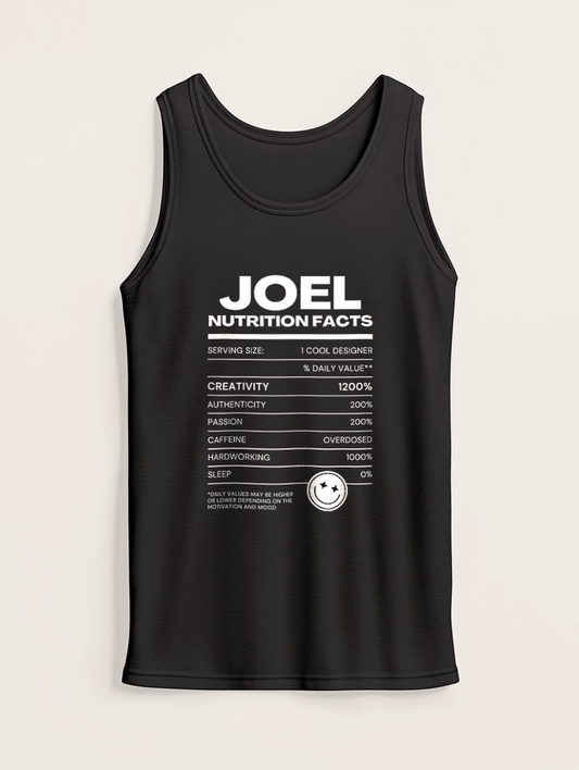 Personalized JOEL Nutrition Facts Tank Top