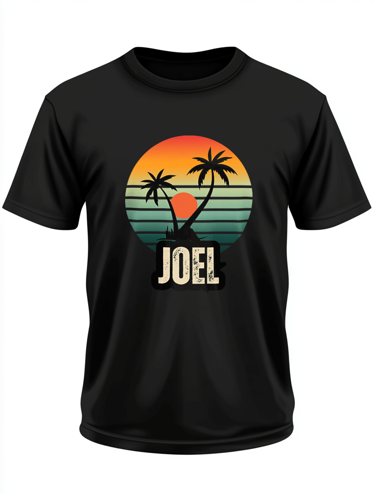 Personalized JOEL Retro Sunset Graphic T-shirt