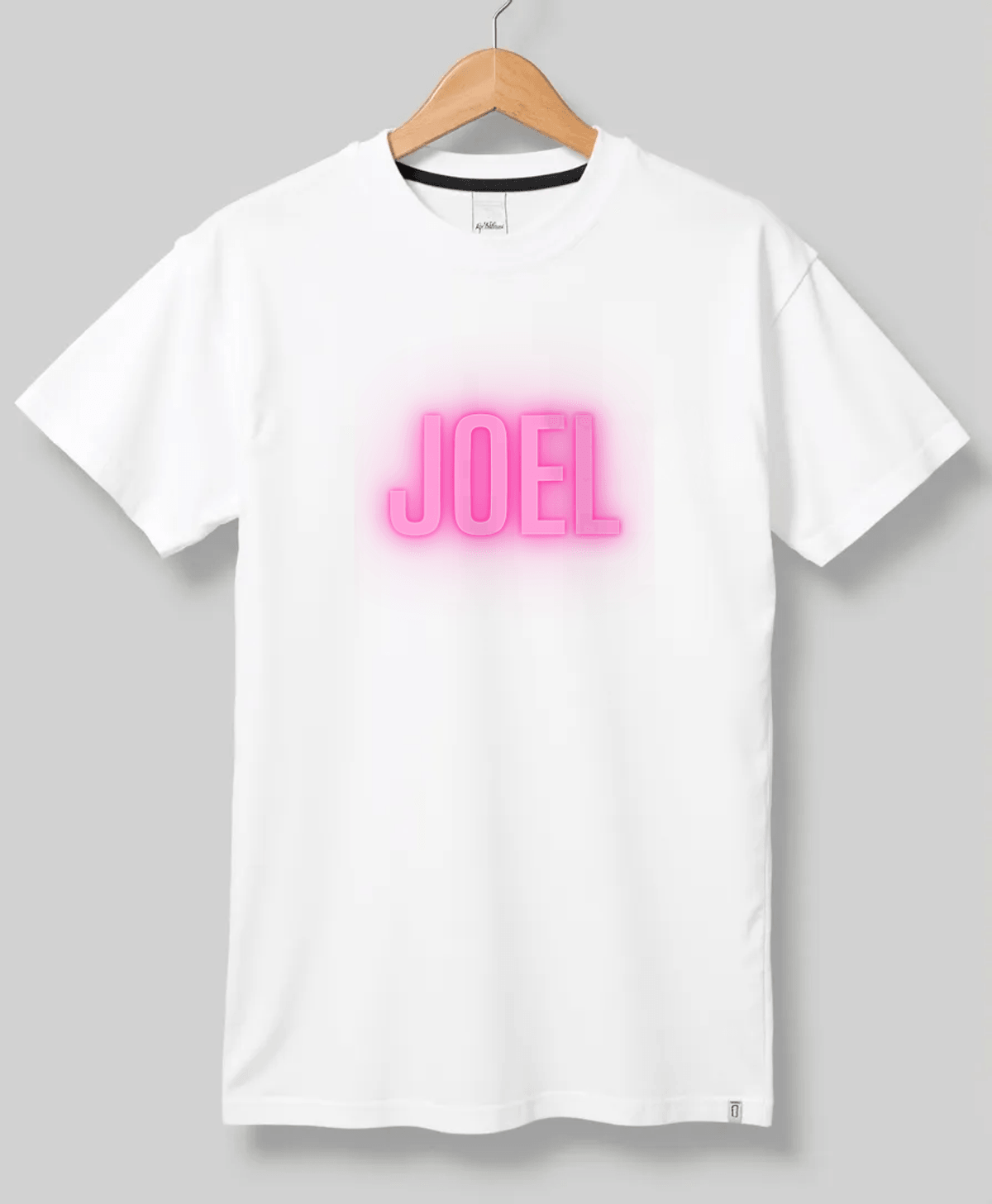 Personalized JOEL Neon-Pink Lettering T-Shirt