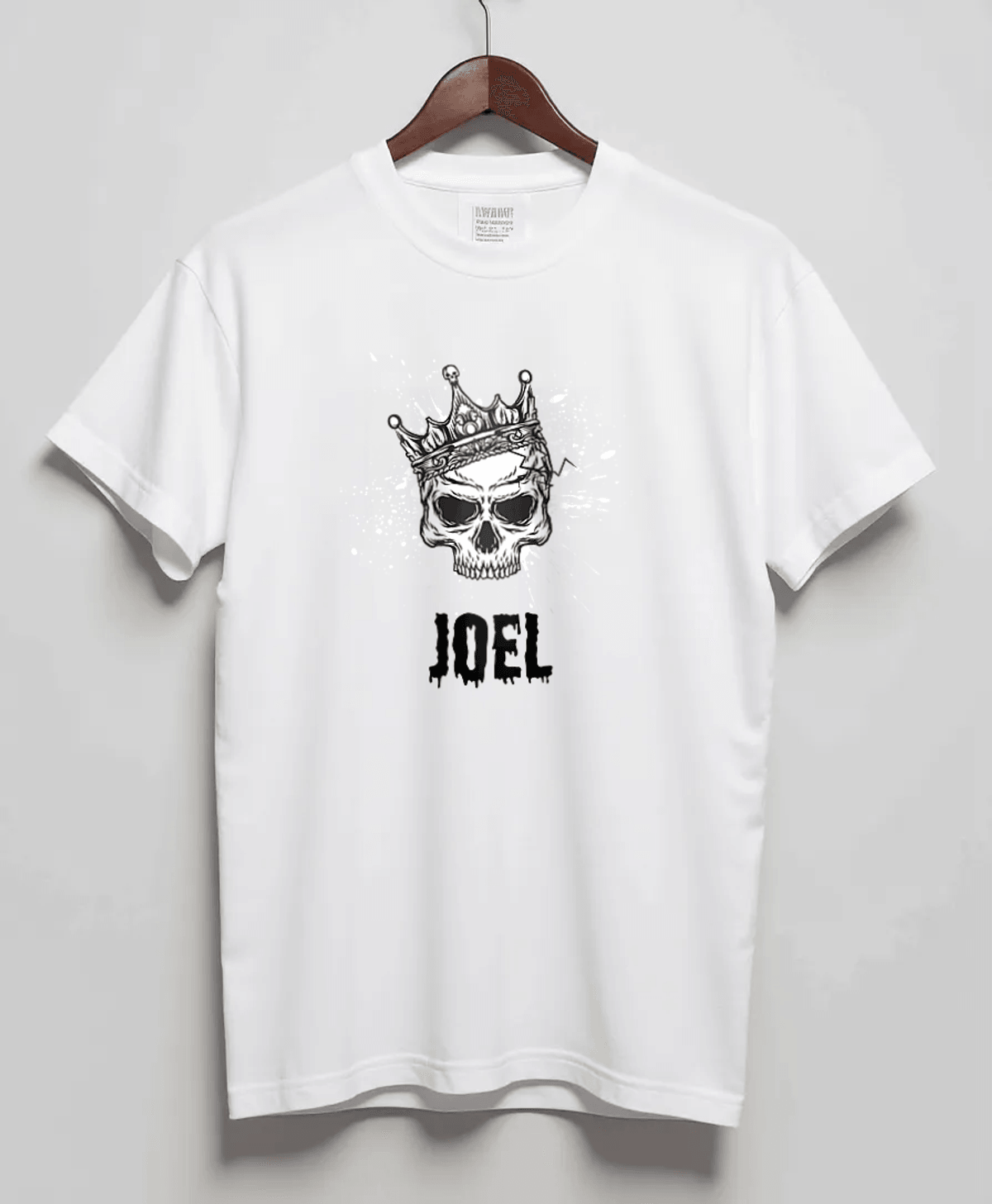 Personalized JOEL T-Shirt with Hand-Drawn Skull Design
