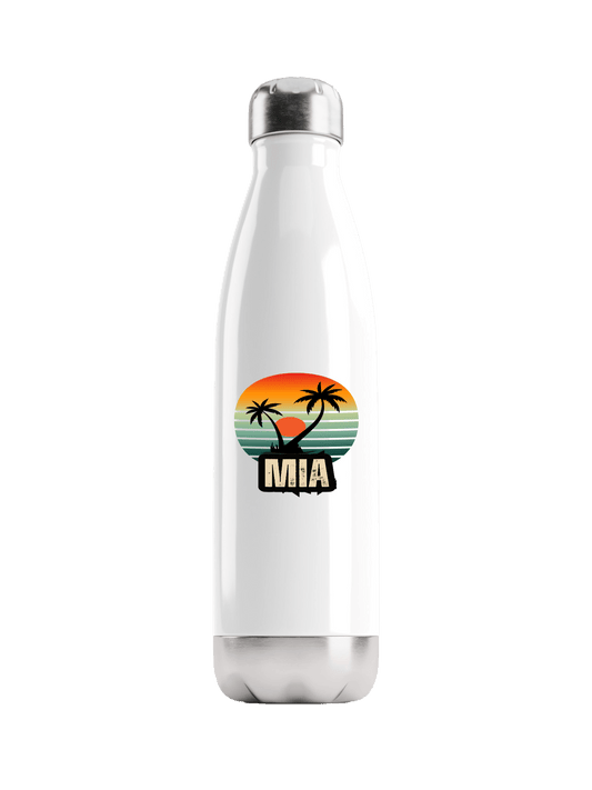 Personalized MIA Water Bottle with Retro Sunset Design