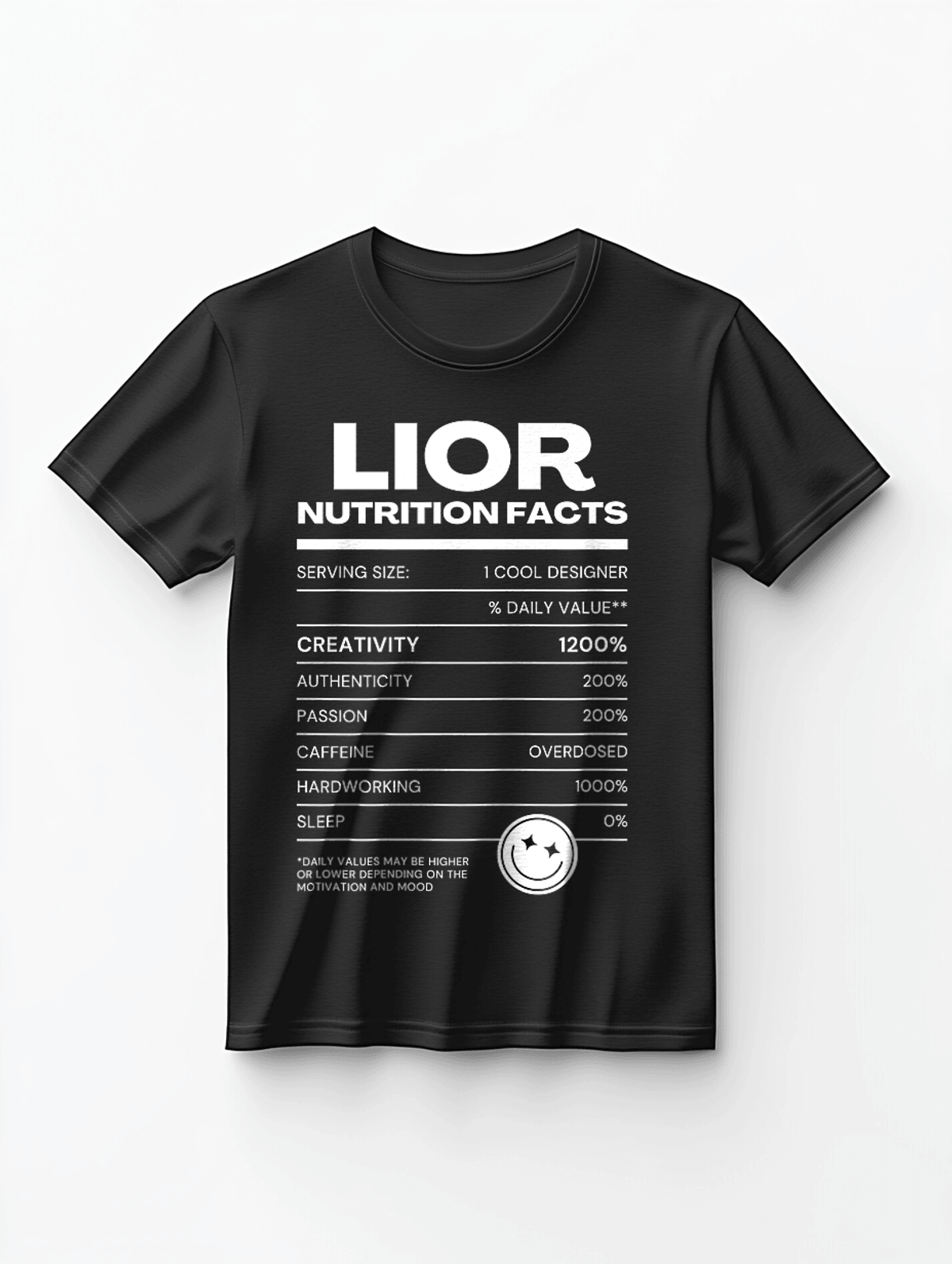 Personalized LIOR Nutrition-Label Graphic Tee