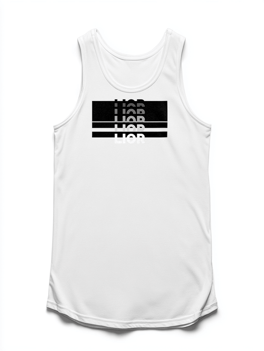 Personalized LIOR Tank Top with Modern Black Bars Design