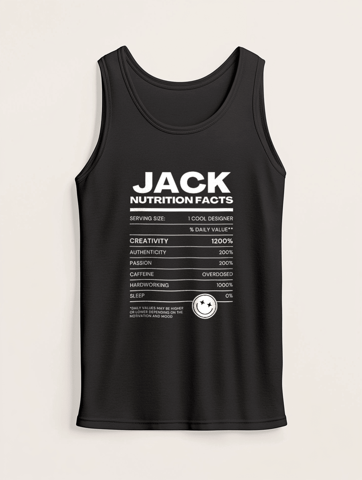 Personalized JACK Nutrition Facts Tank Top