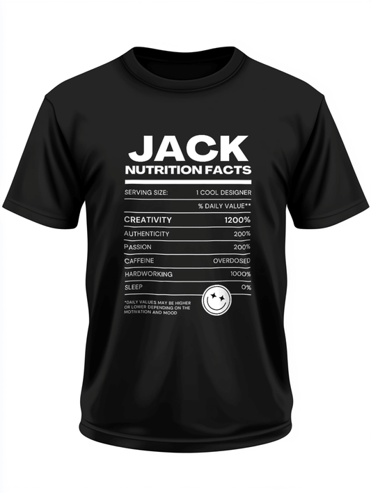 Personalized JACK Nutrition Facts T-Shirt