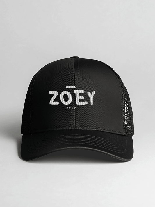 Personalized ZOEY Black Trucker Cap
