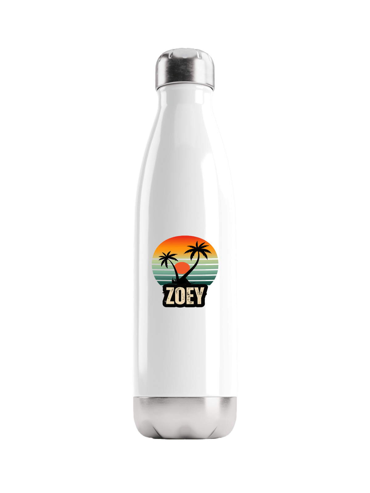 Personalized ZOEY Water Bottle with Retro Sunset Design