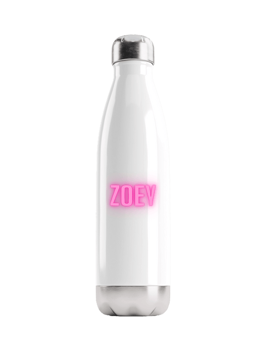 Personalized ZOEY Neon-Pink Water Bottle