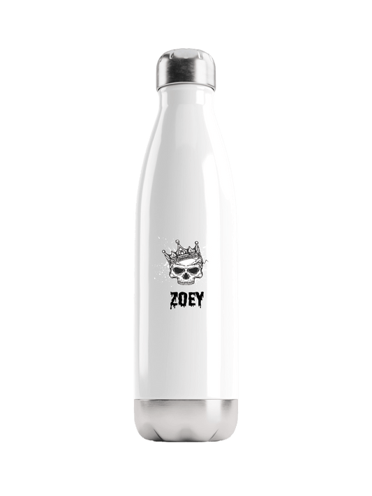 Personalized ZOEY Skull Water Bottle