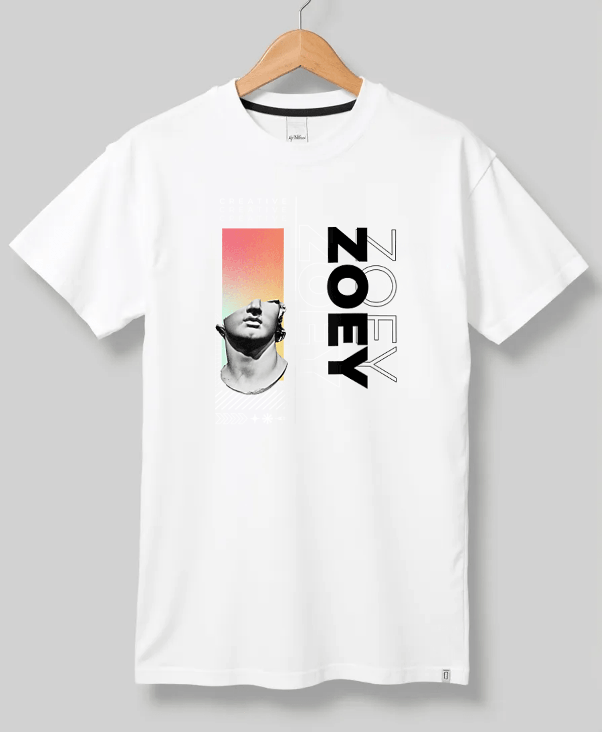 Personalized ZOEY T-Shirt with Classical Art Panel