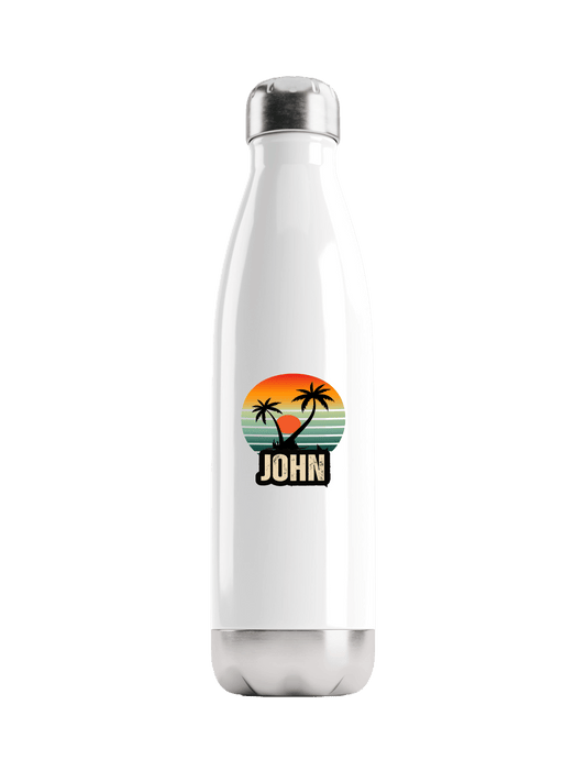 Personalized JOHN Water Bottle with Retro Sunset Design