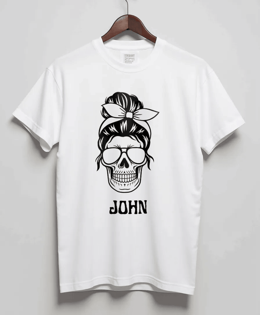 Personalized JOHN Skull Illustration T-Shirt