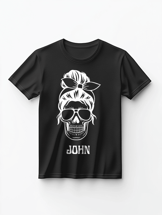 Personalized JOHN Skull Illustration T-Shirt