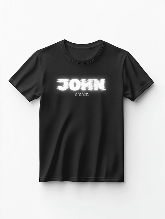 Personalized JOHN Distressed Glitch-Style T-Shirt