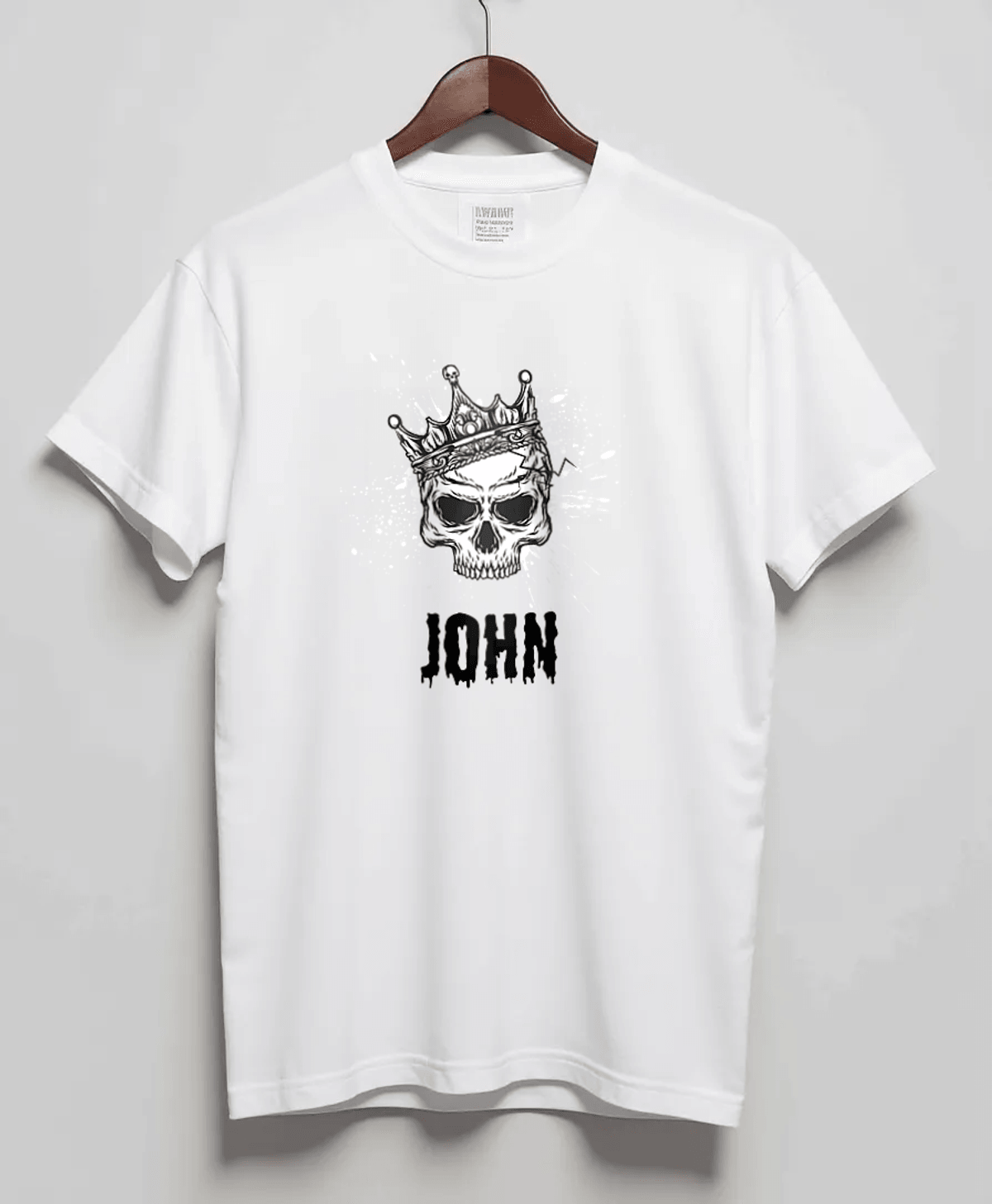 Personalized JOHN T-Shirt with Hand-Drawn Skull Design