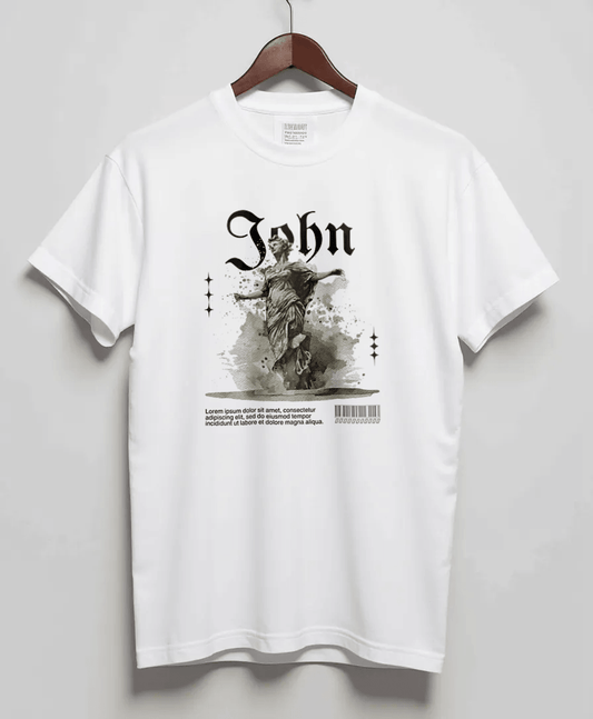 Personalized JOHN Blackletter Typography T-Shirt
