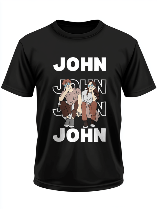 Personalized JOHN T-Shirt with Playful Illustration
