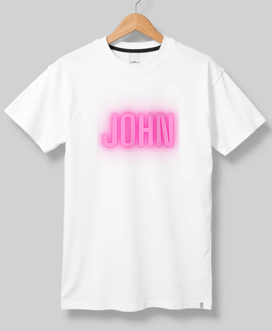 Personalized JOHN Neon-Pink Lettering T-Shirt
